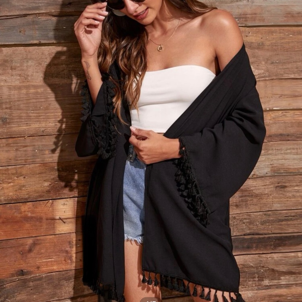 SHEIN Black Kimono/Coverup